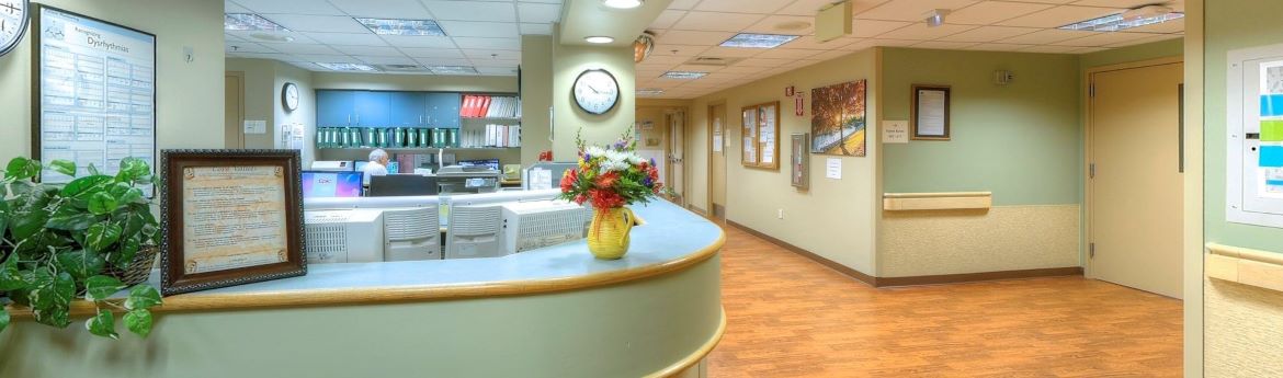 A view of the nurses station and hospital hallways at Select Specialty Hospital Battle Creek.