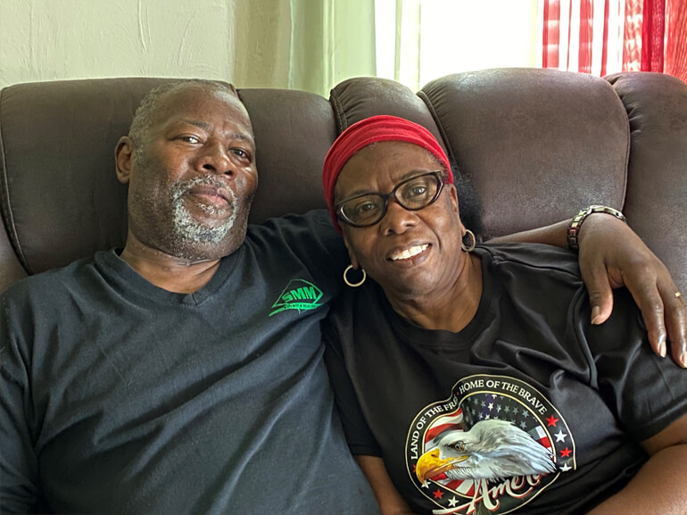 James and his wife.