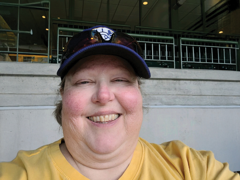 Linda smiling at the camera.