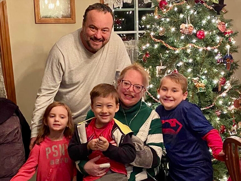Julie Brown and her family celebrating Christmas