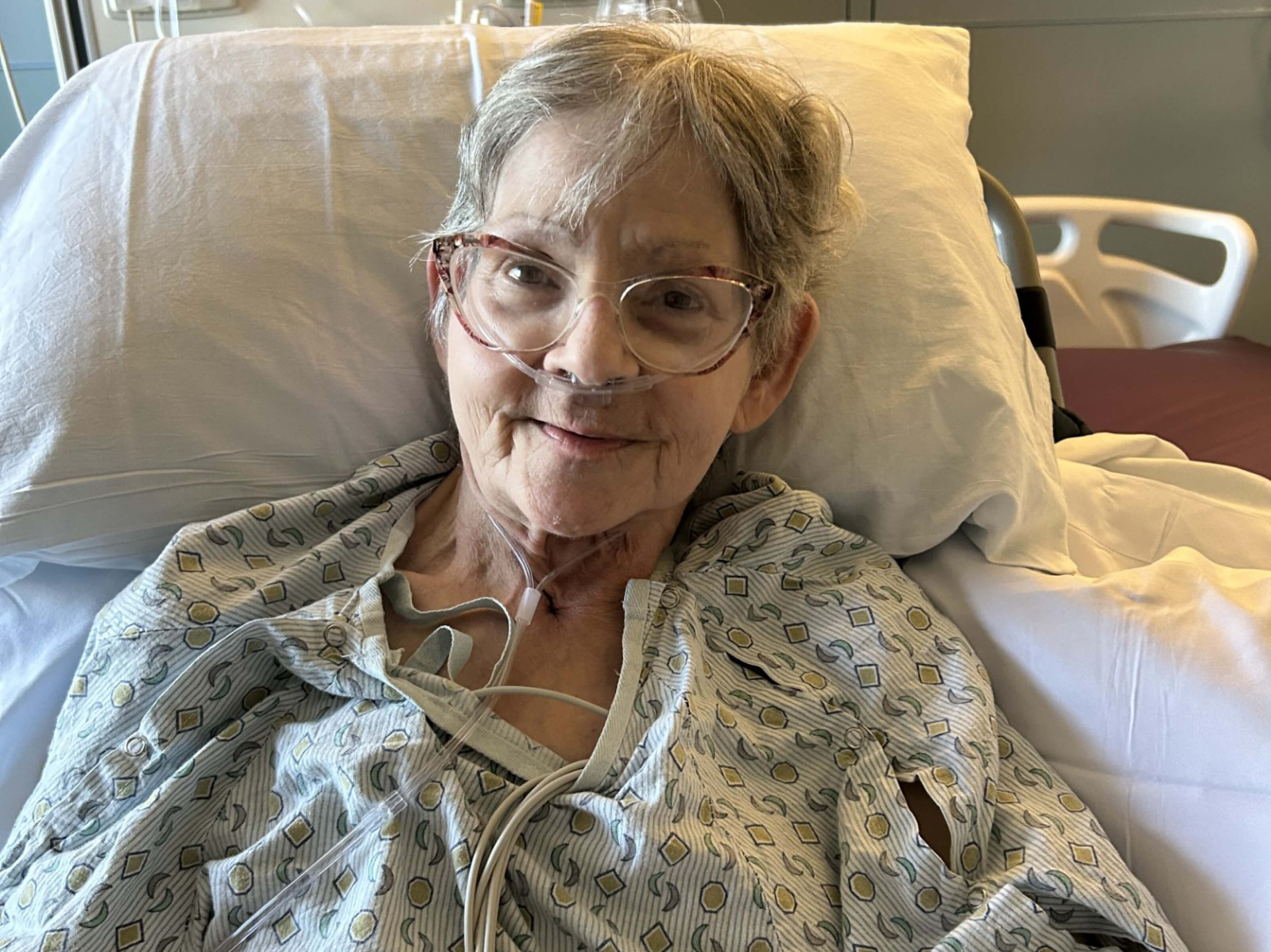 Kathleen Prokopchak in her room during recovery.