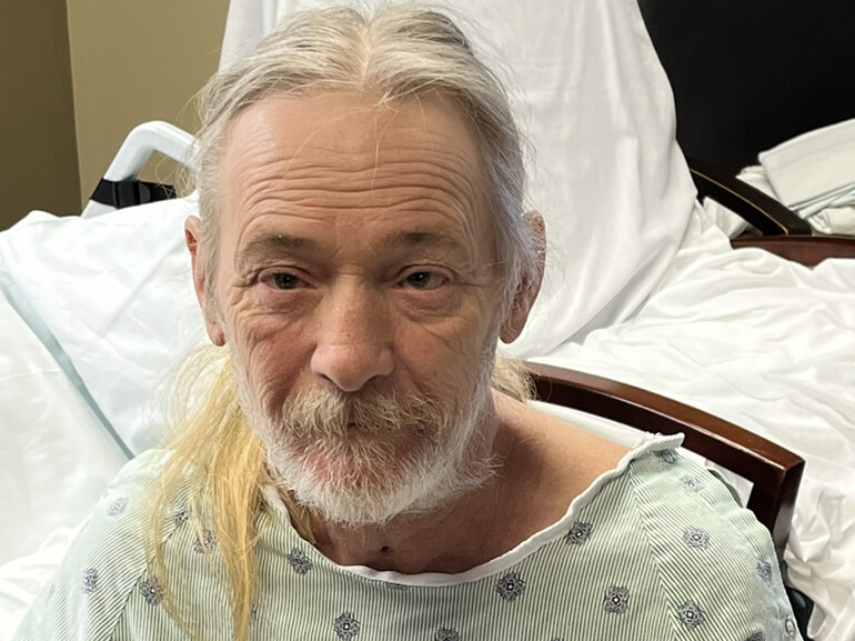 Robert Petty in his critical illness recovery hospital room.