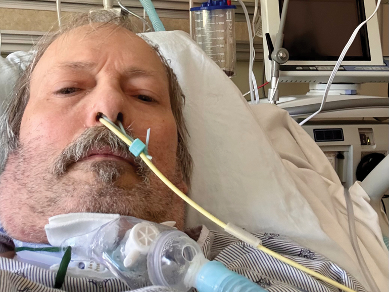 Steve in his hospital bed.