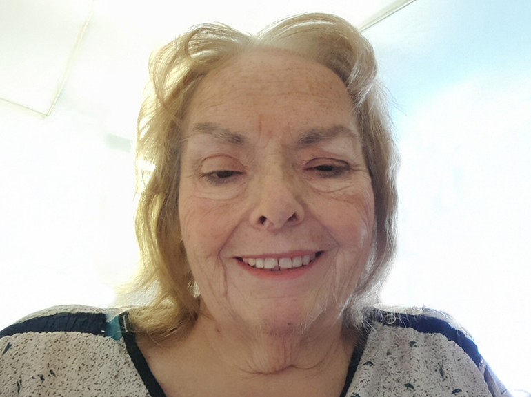 Susan Johnson smiles during her recovery.